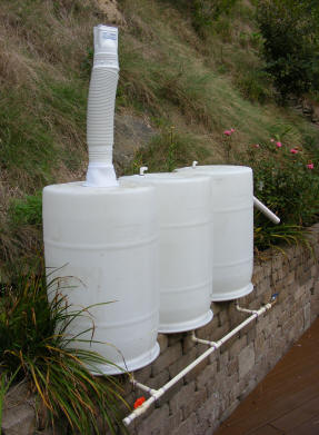 homemade collect rainwater in barrel