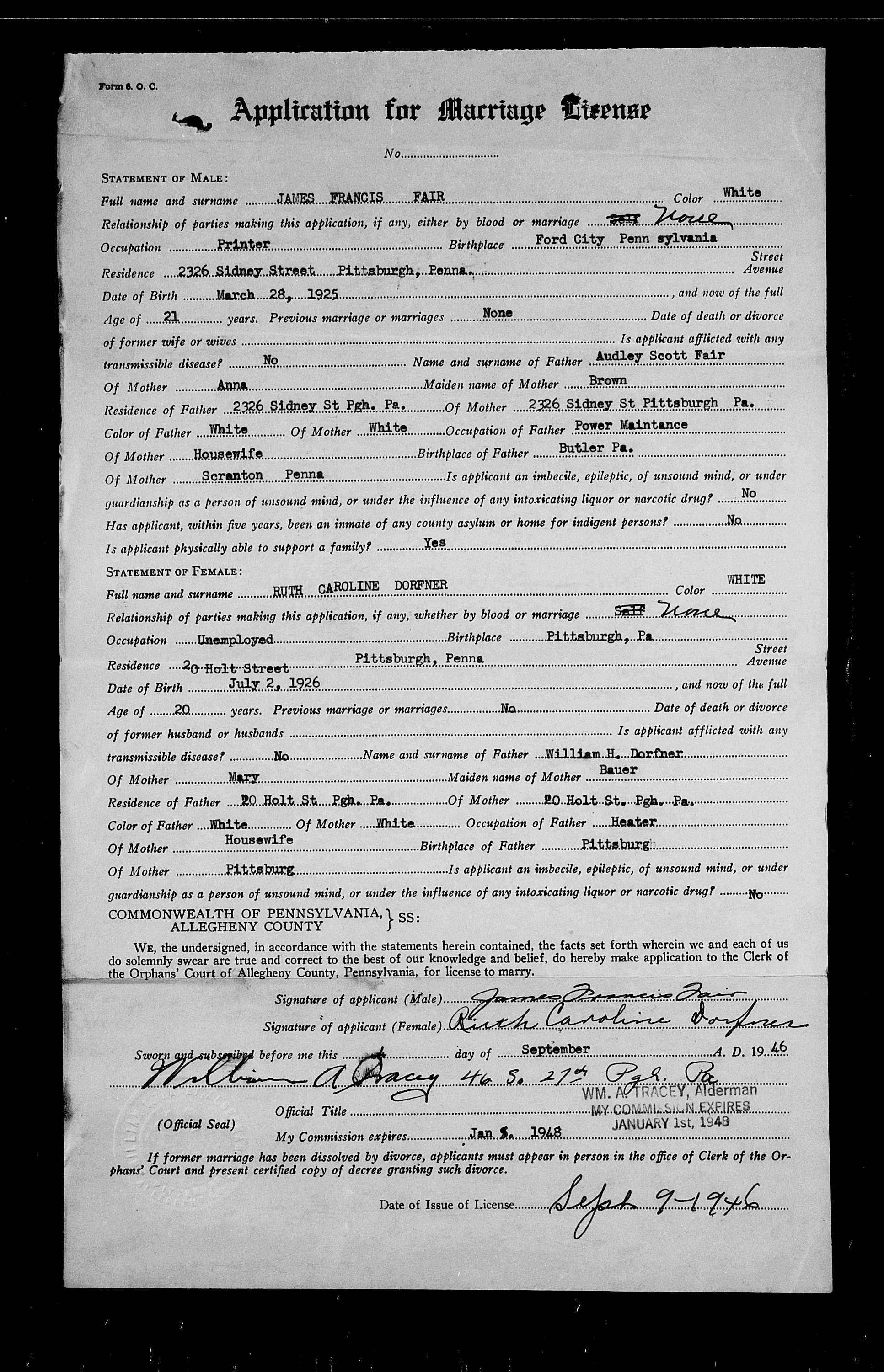 ruth dorfner fair marriage record